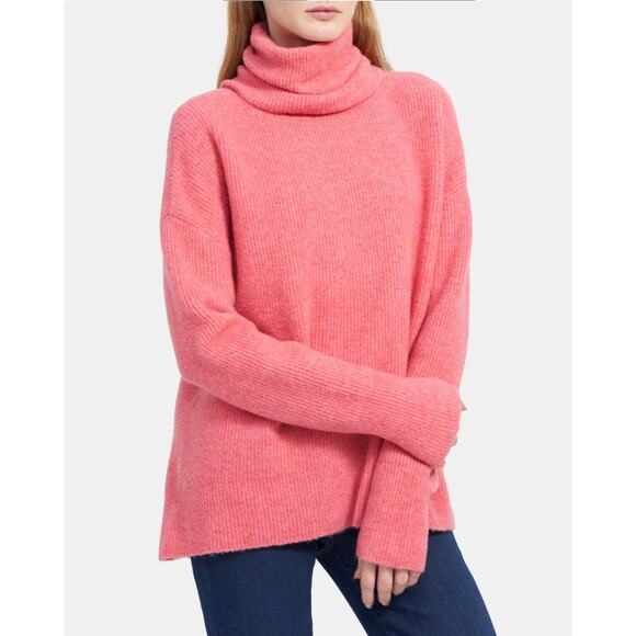 THEORY Karenia Turtleneck Sweater Merino Wool Blend Oversized Chunky Knit - Picture 1 of 10